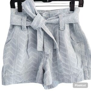 Happy Nature High Rise Textured Denim Shorts Light Wash 4